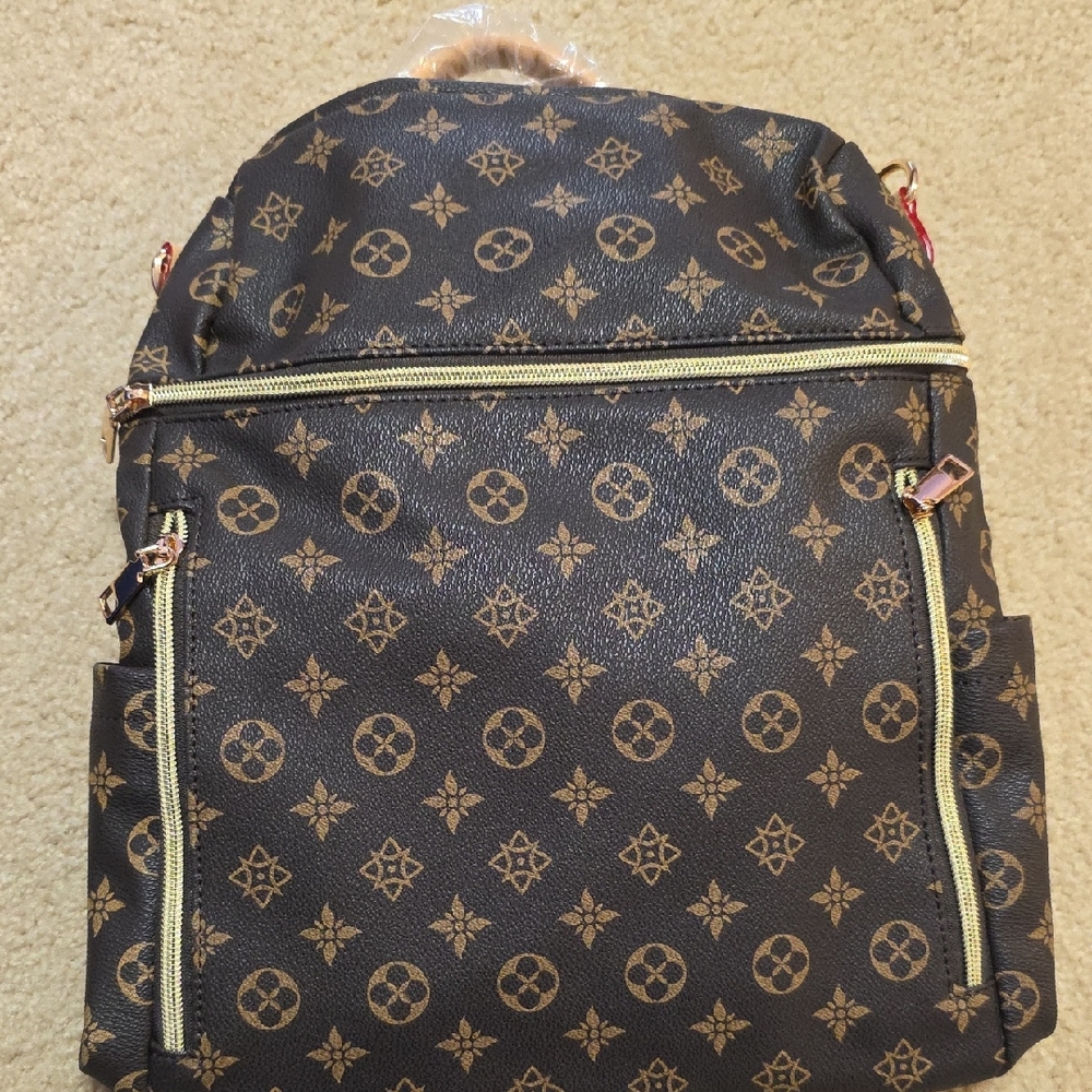 Stylish Black and Gold Patterned Backpack
